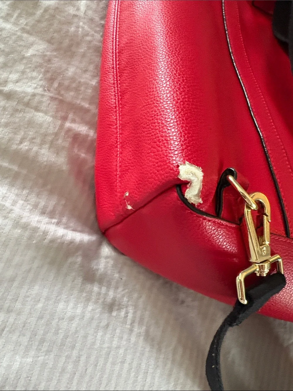 Victoria's Secret Red Pebbled Tote-Backpack with Gold Accents